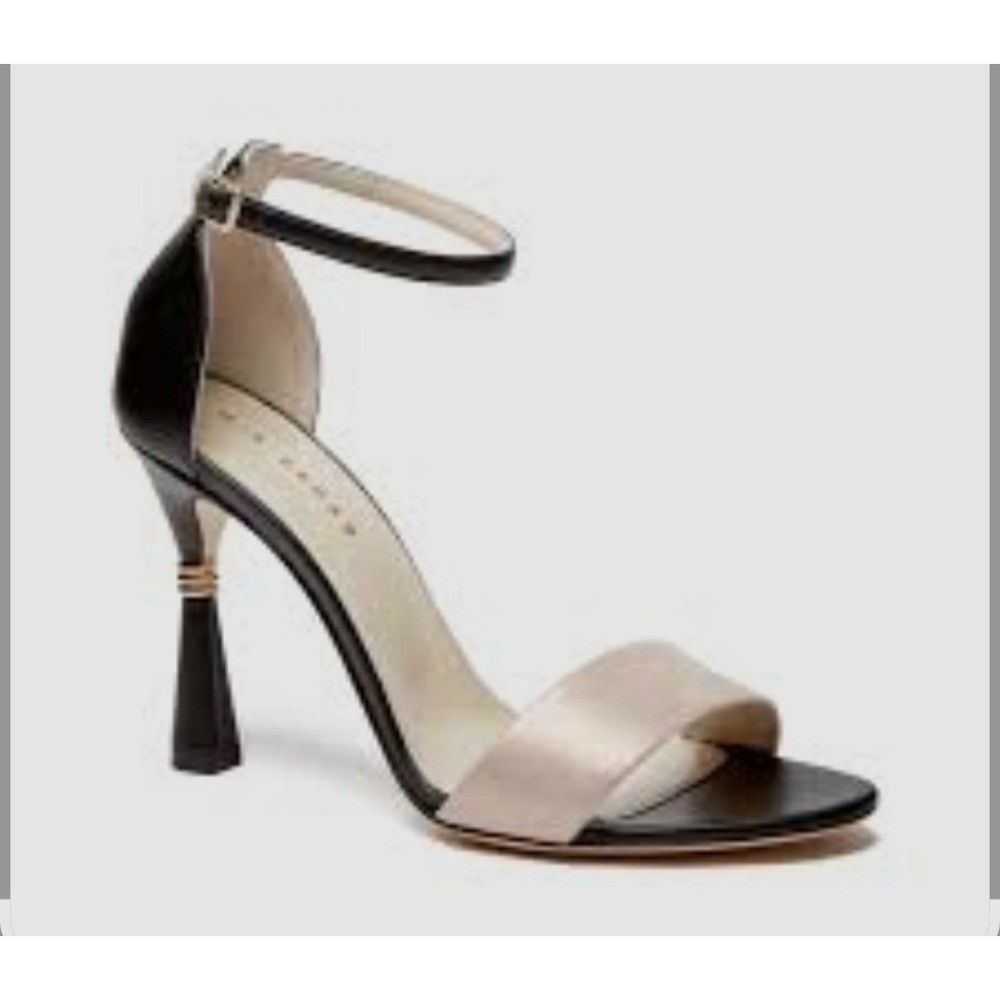Mia Becar‎ Black Champagne Metallic Ankle Strap Sandals Made in Italy Size 40.5